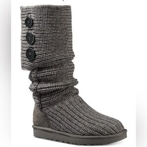 UGG Classic Cardy Knit Boots Women’s Size 9 Grey NWOB